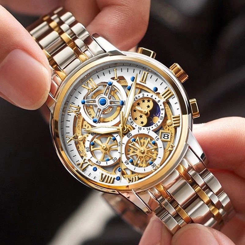 Men Watch Mineral Glass Scratch Resistant Waterproof Chronograph Wristwatch - 2